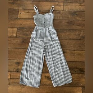 Hollister blue and white striped jumpsuit romper